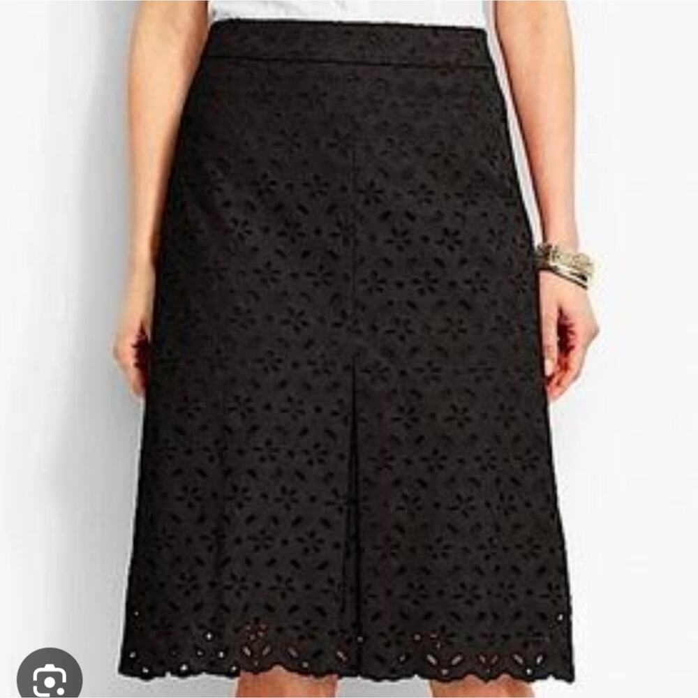 Women's Talbots Black Lace A line Business Skirt 8 Petite
